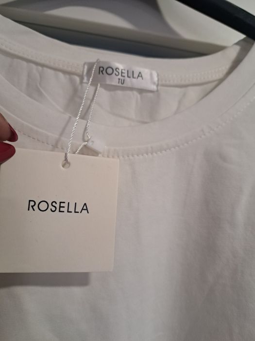 Biały basic top wykończony koronką rosella