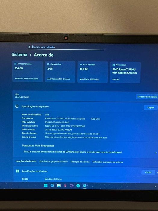Computador Portátil LENOVO Ideapad 1, Ryzen 7, 16Gb RAM, 1Tb Ssd.