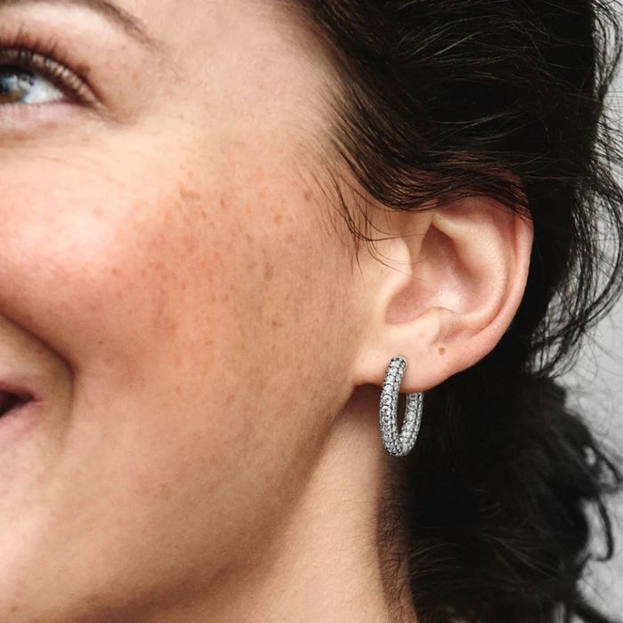 Сережки новые серебро pandora ряд паве 925