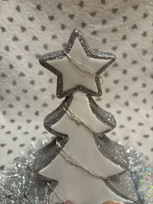 Ozdoba świąteczna biała, różowa