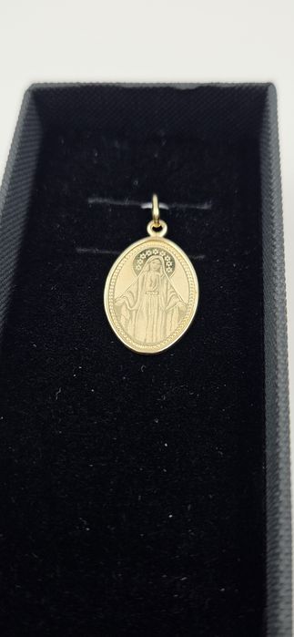 Złota zawieszka Matka Boska 585 — owalna szlachetna — GOLD MONEY