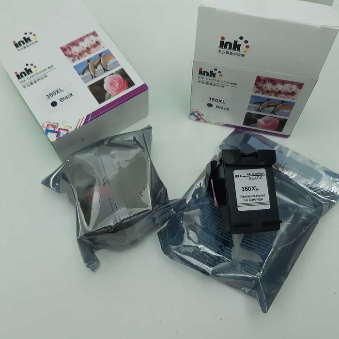 Dois Tinteiros Pretos 350XL Novos Selados Compatíveis Impressoras HP