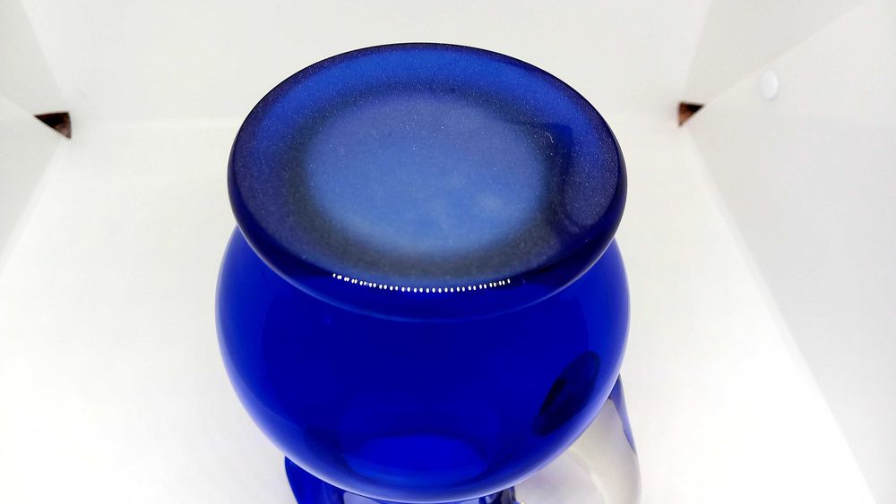 Kobaltowy dzbanek Horbowy unikatowe kobaltowe szkło grube dno