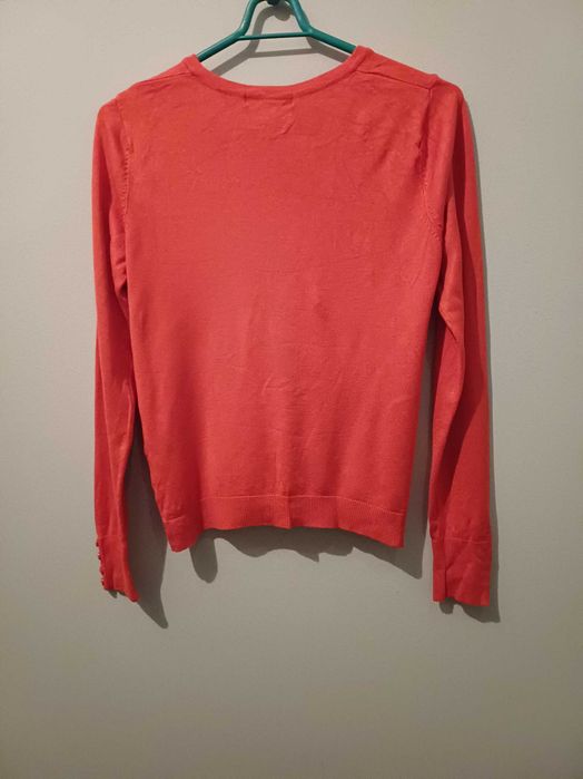 Sweter damski rozpinany, koralowy r. M