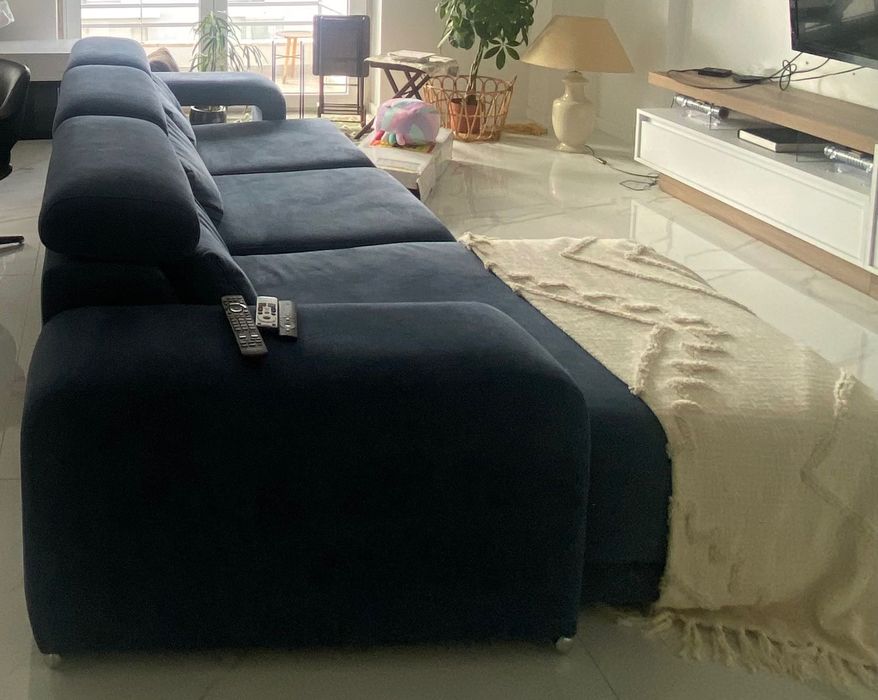 Sofá extensível veludo fácil limpar