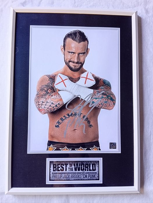 Moldura WWE - CM Punk com Autógrafo(A4)