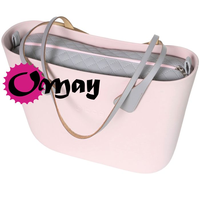 Szary organizer do OBAG STANDARD eko skóra Pik róż puder wnętrze OMAY