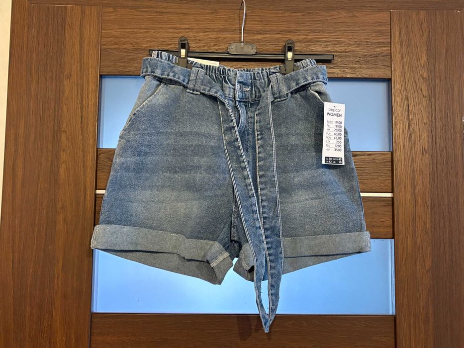 Pepco - nowe szorty jaśniejszy jeans wywijki pasek 38!