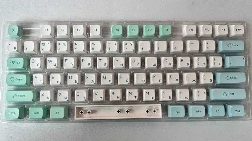 Кейкапи XDA Ice Crystal Mint PBT Dye-Sub, 135 клавіш