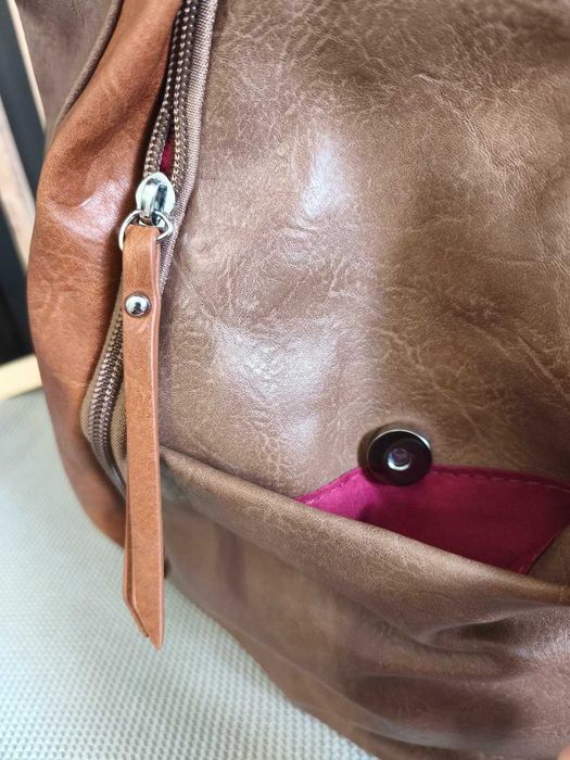 Brązowy plecak damski torebka nowa eko skóra na ramię