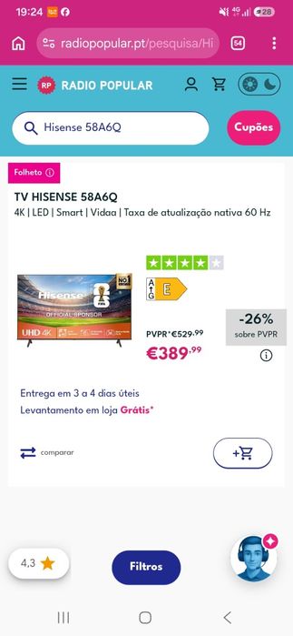 Vendo tv Hinsense 58 polegadas