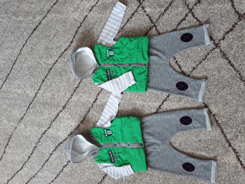 Komplety dla chłopca, bliźniaków spodnie, bluzeczka i kamizelka 74