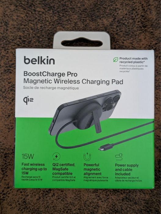 Belkin Magnetyczna Ładowarka Bezprzewodowa Qi2 15W MagSafe Czarna NOWA
