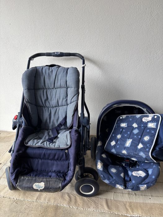 Carrinho de bebé + Ovo + Mala para fraldas