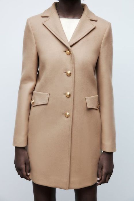 Casaco L reto com lã (Novo)