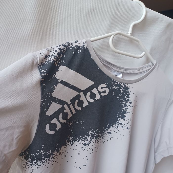 Adidas koszulka T-shirt bluzka top biała logo S 36