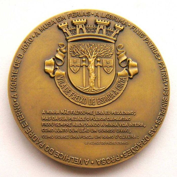 Medalha Bronze Poeta Transmontano Guerra Junqueiro Freixo Espada Cinta