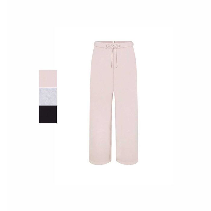 Штани SKIMS Cotton Fleece Straight Leg Pant Barely Pink \ Light Heather Grey \ Barely Black