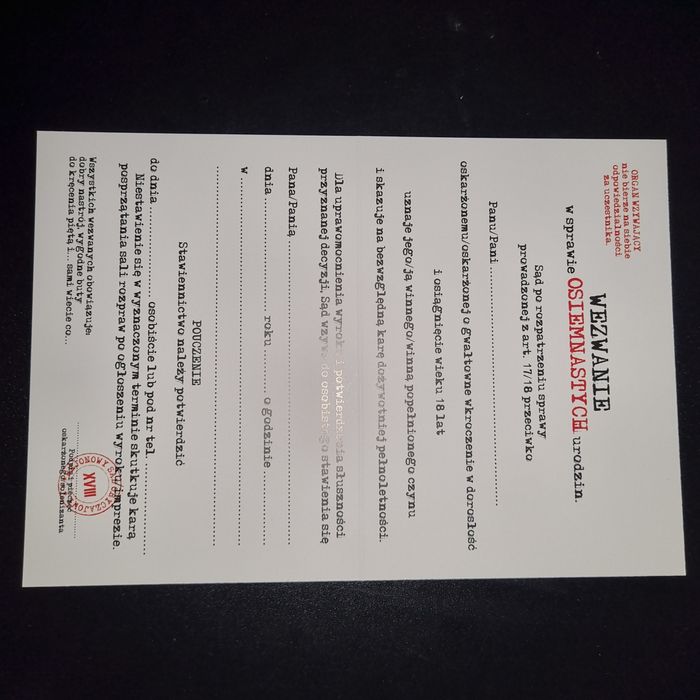 Zaproszenia na 18stke