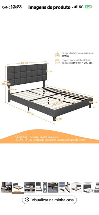 Cama estufada 1.60m