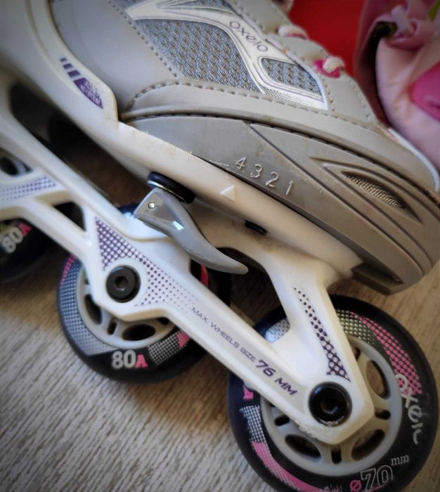 Patins em linha OXELO (ajustáveis 32-35 )+Equip. Proteção+Cones+Saco