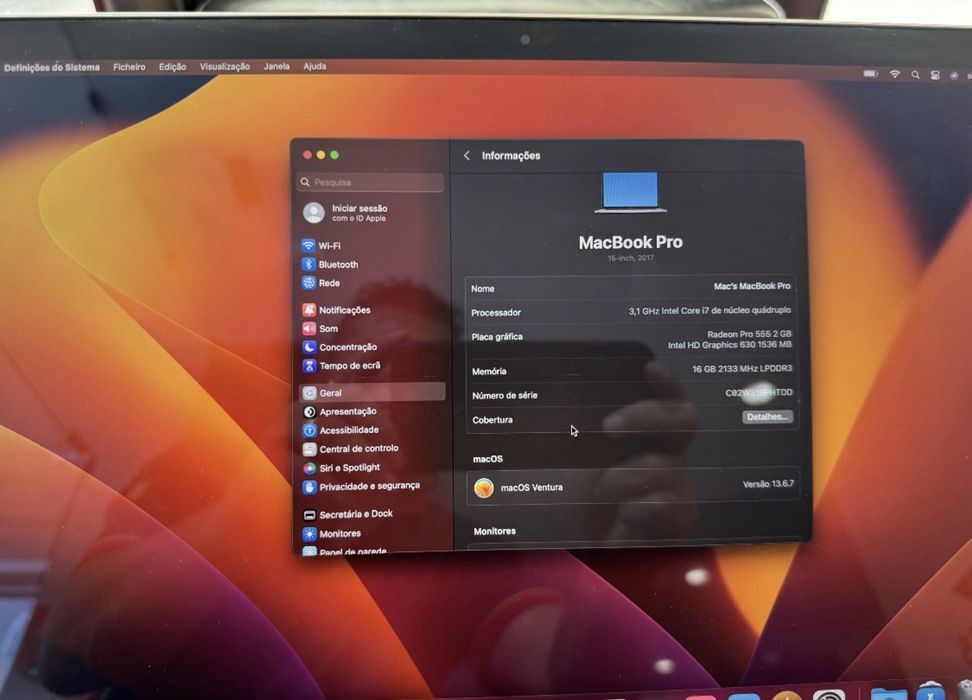 Macbook pro 15 retina Touch Bar I7 (16/512)