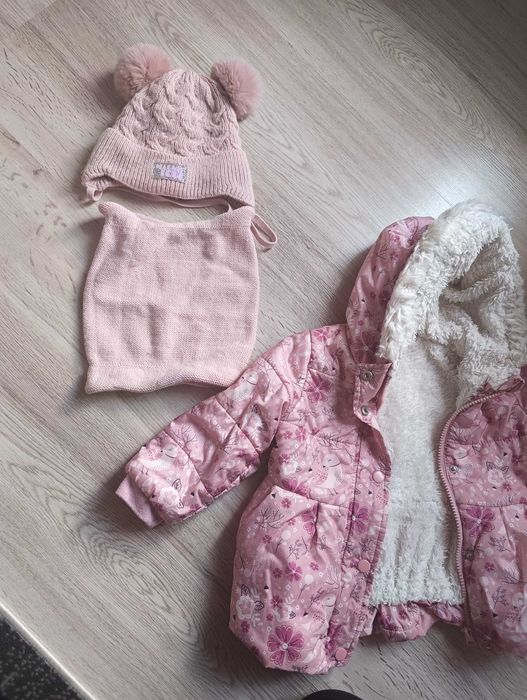 Kurtka zimowa dla dziewczynki+czapka i komin