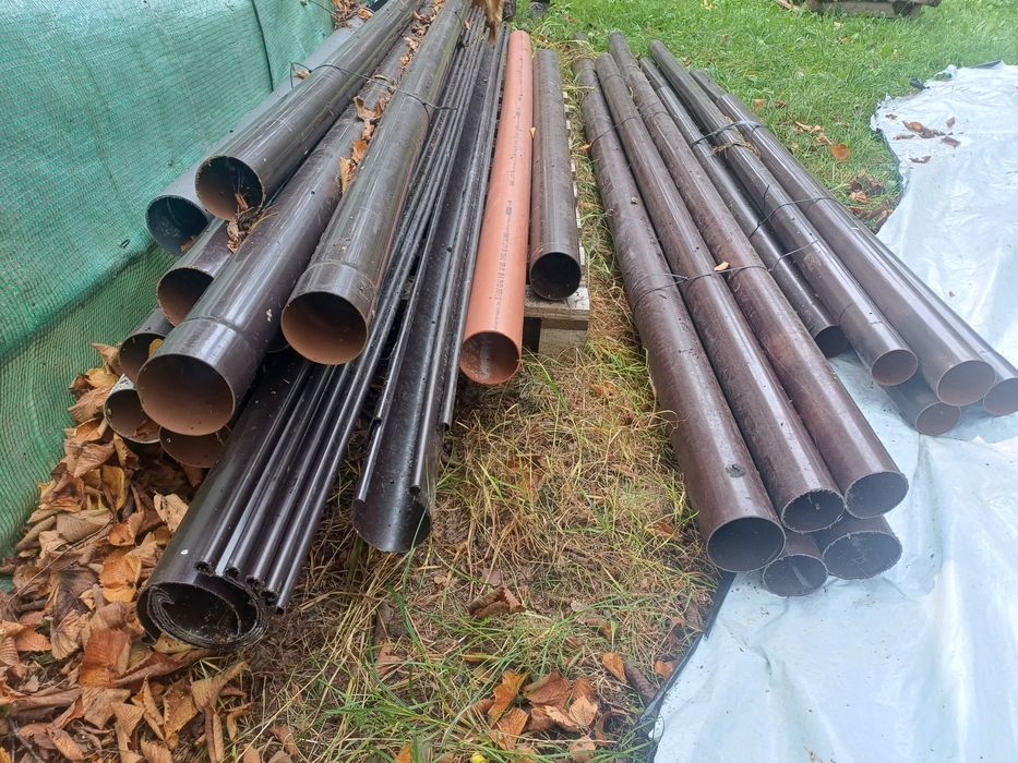 Rury rura spustowa brązowa+ elementy montażowe 125