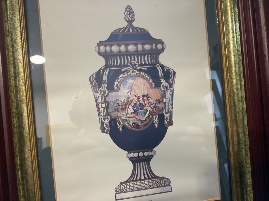 Quadro print on card board tema SEVRES vaso 36x41 cm