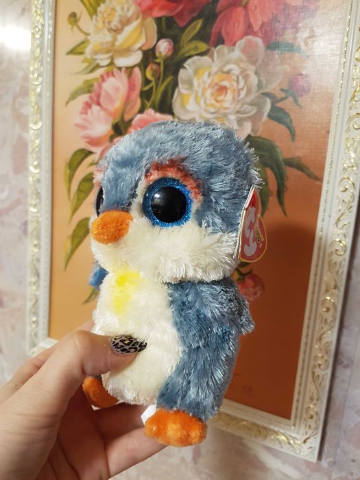 TY Beanie Boos глазастик пингвин FISHER 15 см оригинал Новинка 2024
