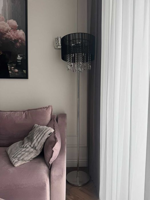 Elegancka lampa podłogowa glamour z kryształkami - 163 cm