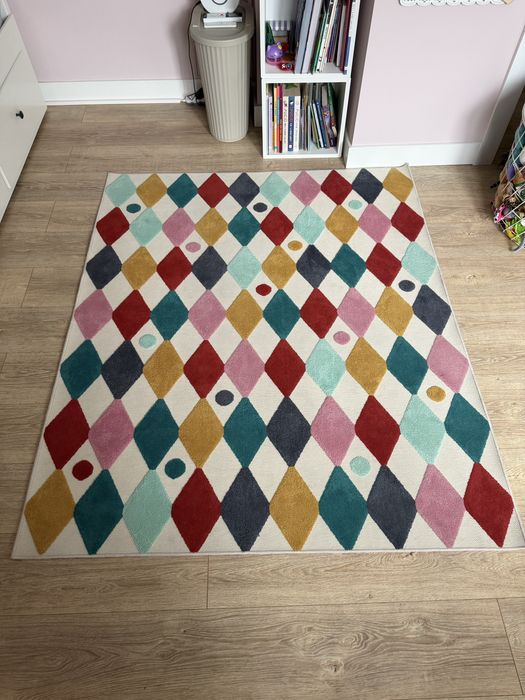 IKEA BUSENKEL Dywan, arlekin wzór/wielobarwny, 130x160 cm