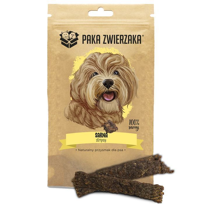 Paka Zwierzaka Stripsy Sarna 100% Naturalna 70g Przysmak Dla Psa Kota Zoojoy