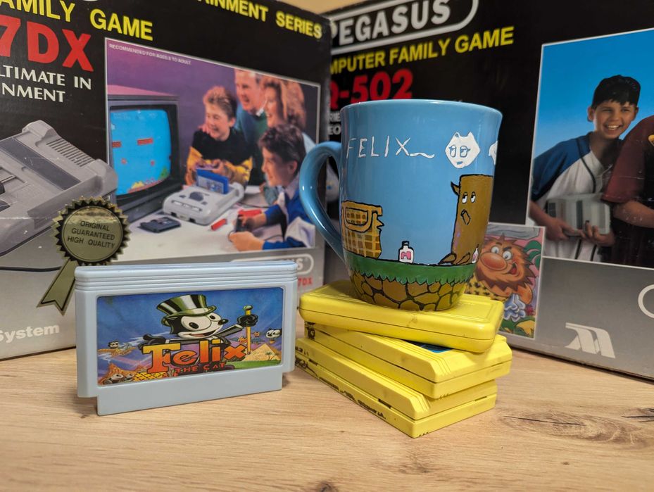 Felix The Cat Pegasus nowy, ręcznie malowany kubek, prezent dla fana
