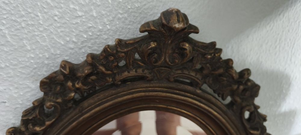 Espelho dourado oval medidas 110x48