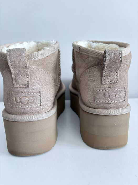 Ugg Classic Ultra Mini Platform Beżowe Śniegowce Damskie Rozmiar 38
