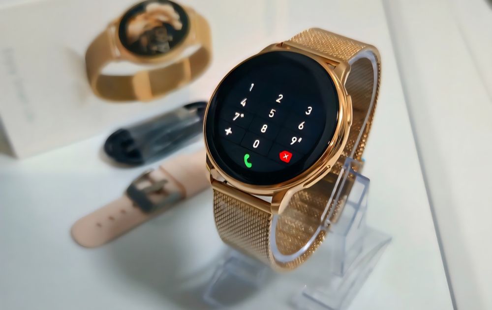 Smartwatch damski złoty bransoleta pasek funkcję medyczne