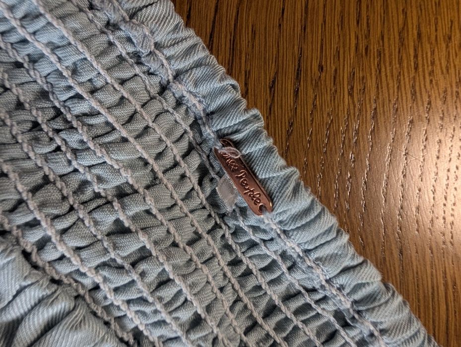 Jeansowy top hiszpanka bufiaste rękawy Boho Free People