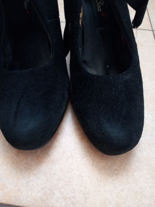 Buty na obcasie, czółenka czarne, Baci