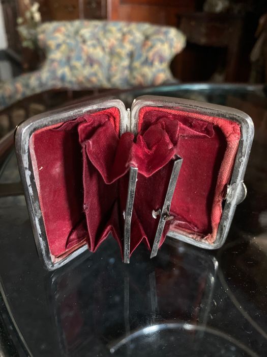 Porta-moedas Napoleão embutidos em prata Séc XIX 6,6 cm