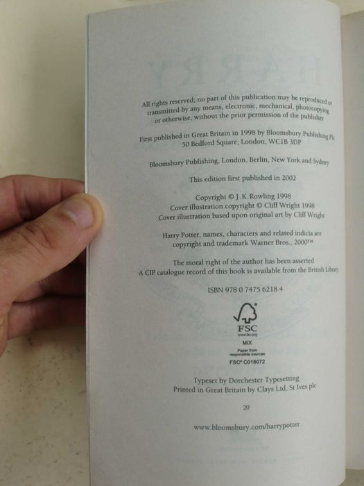 Harry Potter de J.K. Rowling -  1ª Edição em Inglês