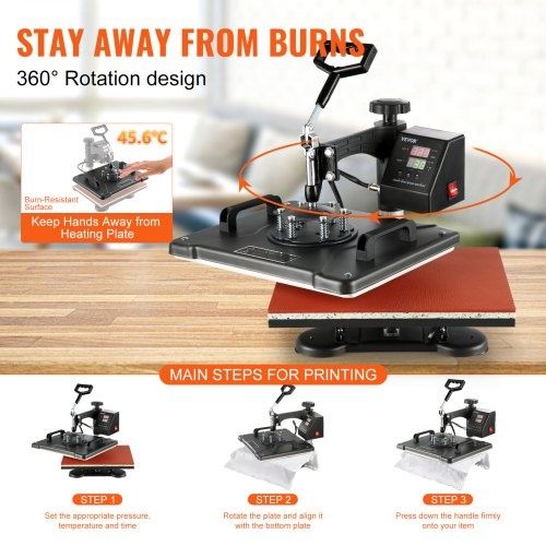Prensa térmica multifuncional 8 em 1 VEVOR heat press sublimação personalização