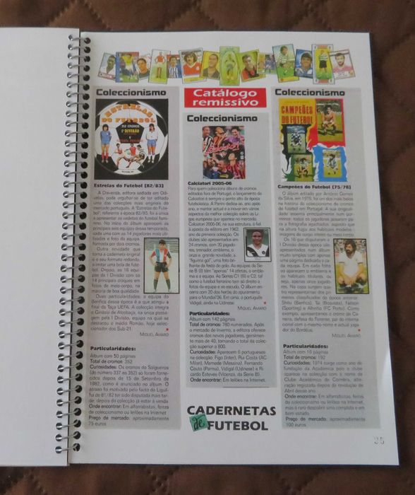 CADERNETAS de Futebol - Catálogo de 105 Cadernetas (antigas)