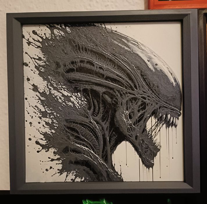 Quadro em relevo 3d - alien