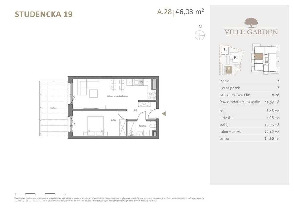Ville Garden | mieszkanie 2-pok. | A.28