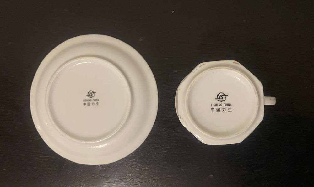 Conjunto café de louça chinesa antiga (6 chavenas + 6 pires)