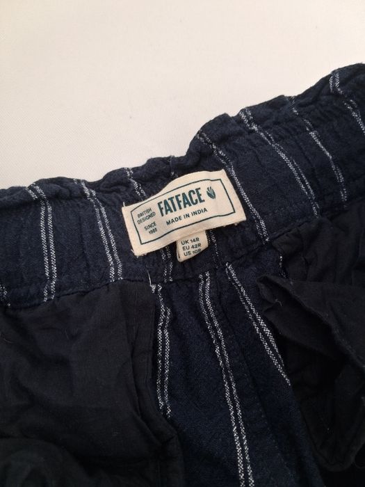 Spodnie lniane w paski z szerokimi nogawkami wide leg 42 xl fatface