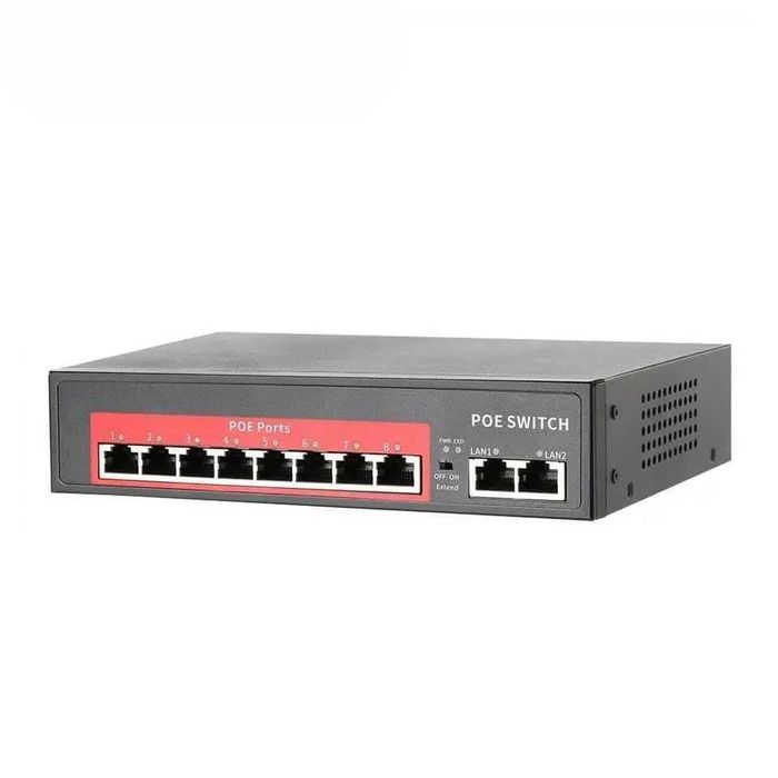 Switch PoE 10 Portas 120W (8 PoE + 2 Uplink)‼️250m‼️VLAN