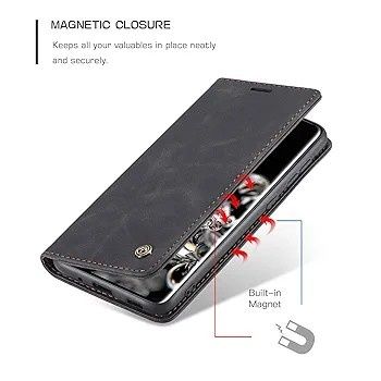 Etui Samsung Galaxy S20, CaseMe, czarne, ze skórki, z klapką na magnes