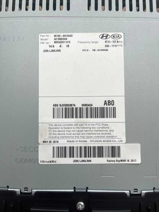 Radio samochodowe Hyundai Tucson 2017 oryginał + ramka (AC1B9D3AN)